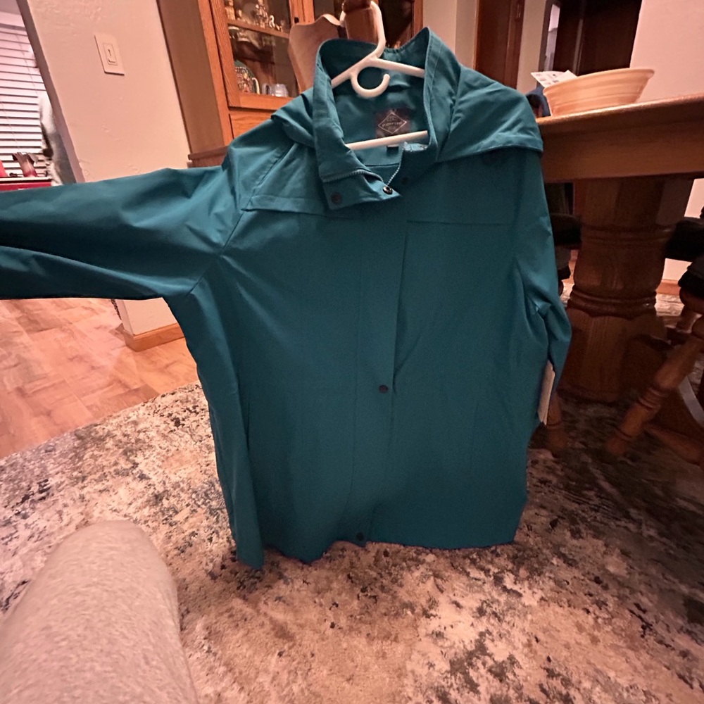St. John's Bay Women's Teal Rain Jacket - Picture 4 of 10